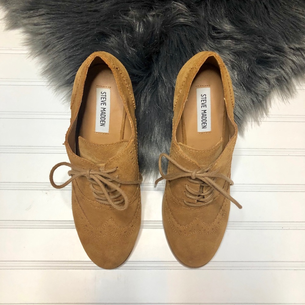 STEVE MADDEN Cognac Tan Suede Oxford Omyra Bootie - Picture 4 of 8